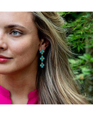 Berry Clover Turquoise Linear Earrings