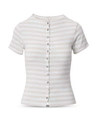The Knit Stripe Button Tee