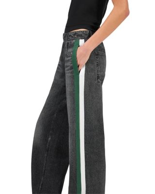 Miramar Terry High Rise Pull On Track Jeans in Washed Black