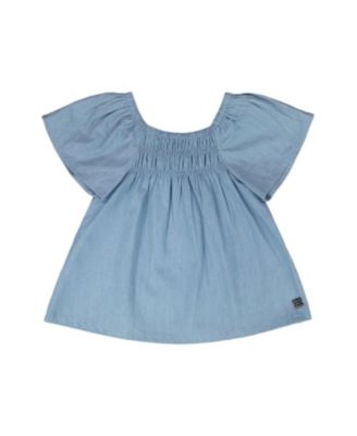 Girls' Short Sleeve Chambray Top - Little Kid