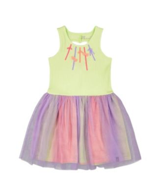 Girls' Sleeveless Bi-Material Dress - Little Kid