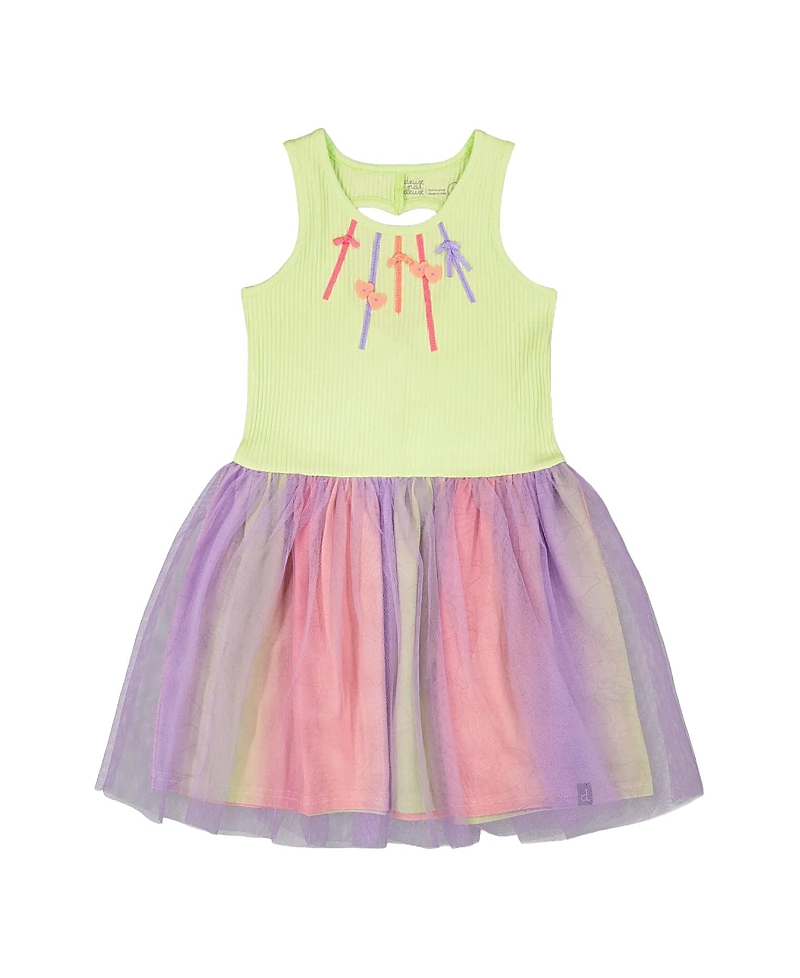 Deux par Deux Girls' Sleeveless Bi-Material Dress - Little Kid