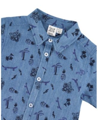 Boys' Chambray Skateboards Short-Sleeve Shirt - Little Kid, Big Kid