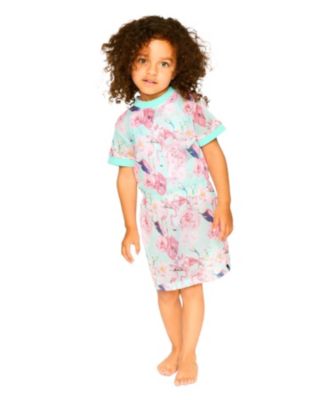 Girls' Mesh Short Sleeves Elastic Waist Flamingo Beach Dress - Little Kid