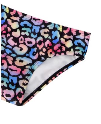 Girls' Two-Piece Crossed Straps Sporty Crop Top Swimsuit - Little Kid