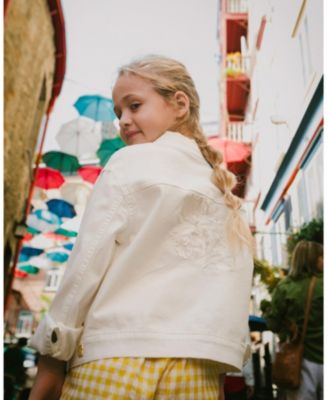 Girls' Embroidery Flower Denim Jacket - Little Kid