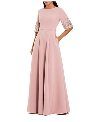 knee length dresses for ladies Raffie Pink Long-Sleeve Midi Dress With Satin Wrap Skirt Club L London