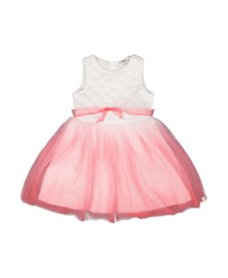  Girls' Bi-Material Pleated Mesh Sleeveless Dress - Little Kid