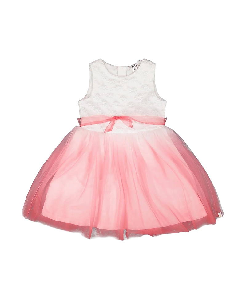 Deux par Deux Girls' Bi-Material Pleated Mesh Sleeveless Dress - Little Kid