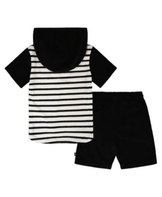 Boys' Hooded Terry Stripes T-Shirt with Shorts Set - Little Kid, Big Kid