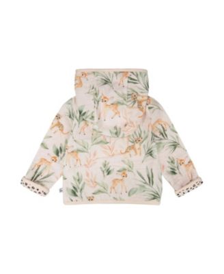 Girls' Muslin and Organic Cotton Jersey Reversible Deer and Leopard Printed Hooded Jacket - Baby
