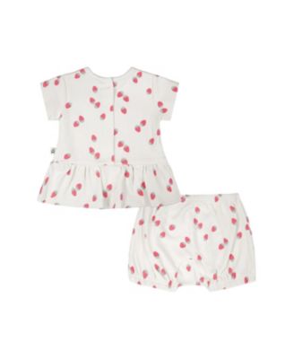 Girls' Cotton Rib Jersey Strawberries Printed Top and Short Set - Baby