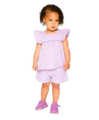 Girls' Stripes Top and Short Set - Big Kid