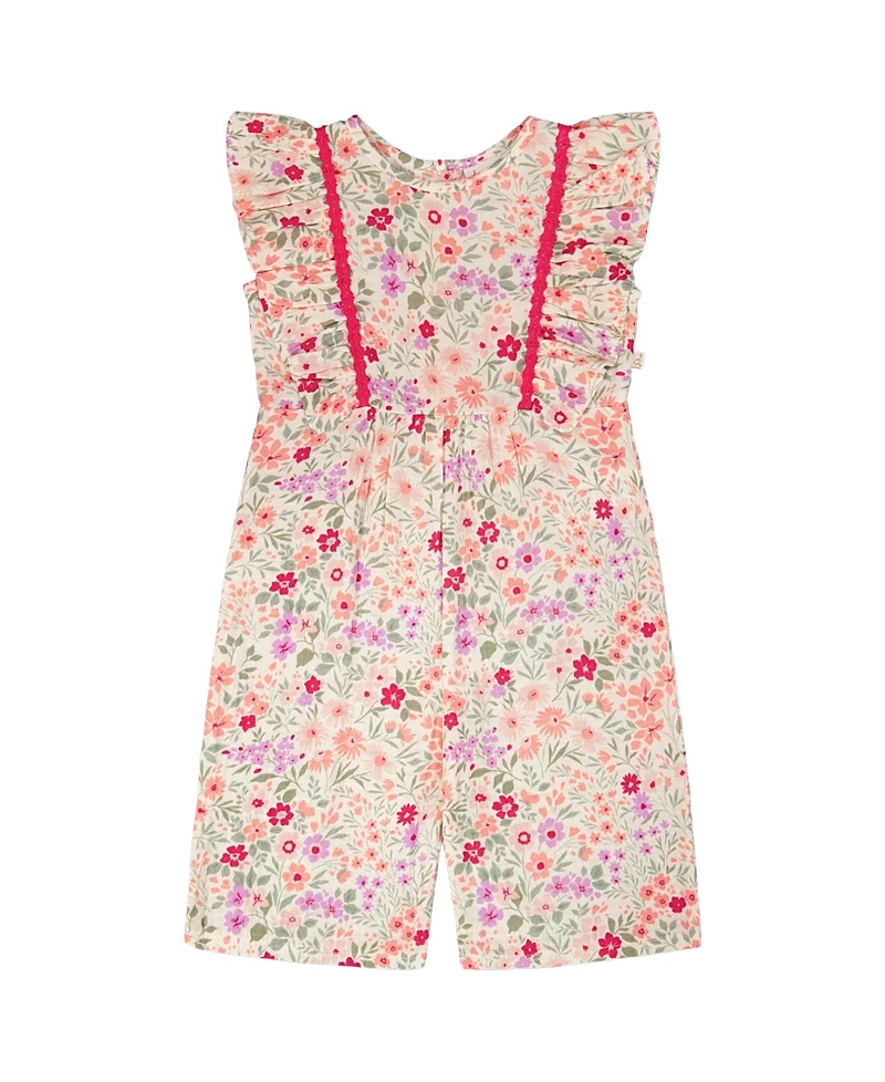 Deux par Deux Girls' Sleeveless Muslin Flowers Jumpsuit - Little Kid