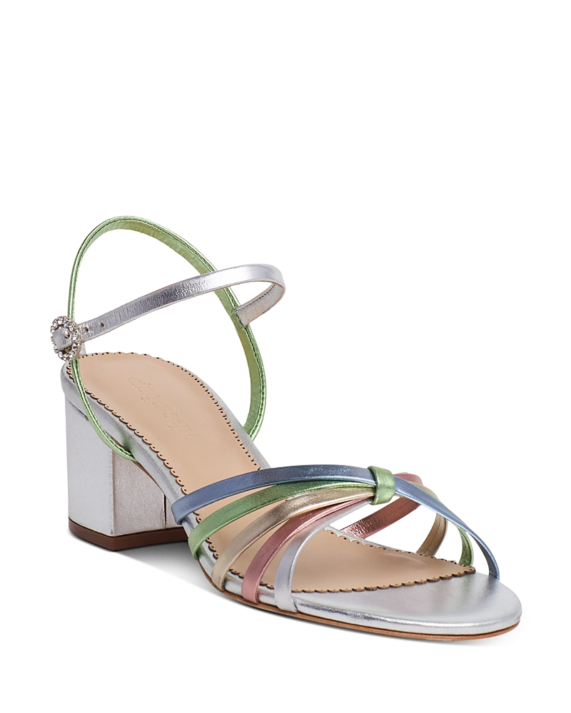 Cinq a Sept Women's Nicole Strappy Metallic Block Heel Sandals