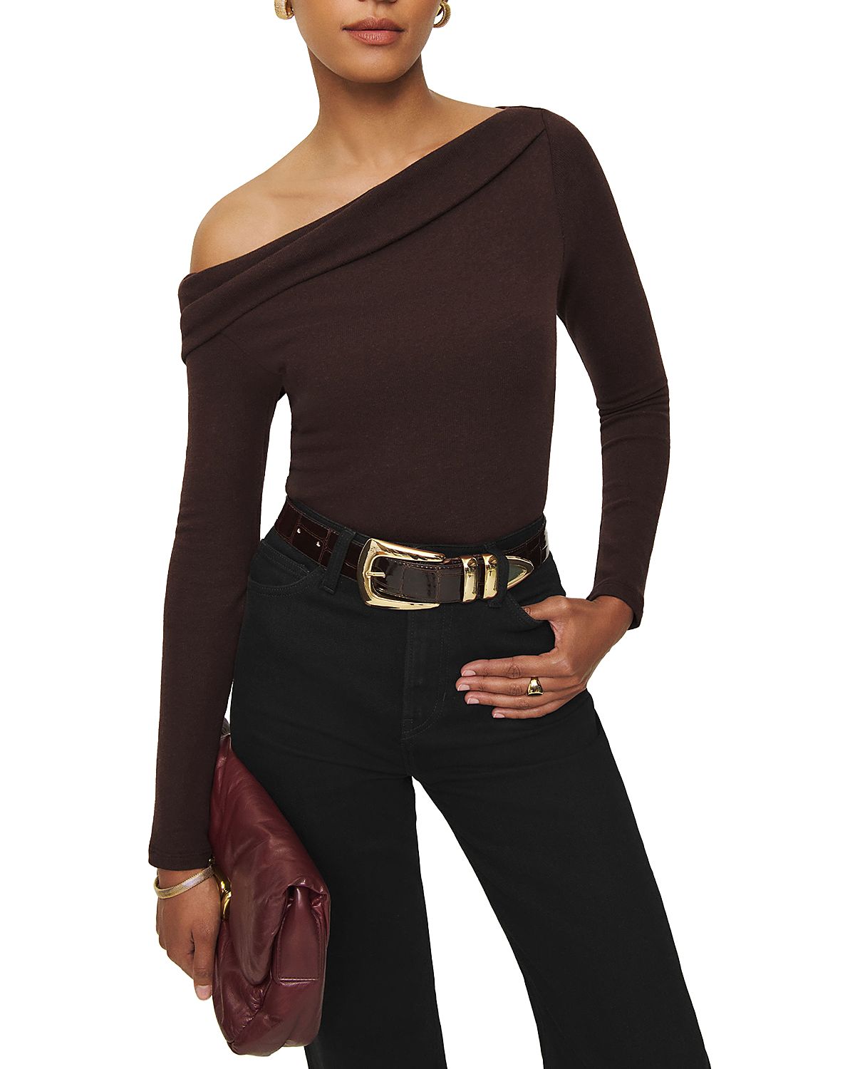 Reformation Elio Off-the-Shoulder Knit Top