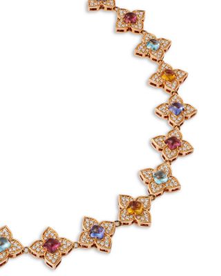 18K Rose Gold Venetian Princess Carnivale Multi Gemstone & Diamond Collar Necklace, 15"