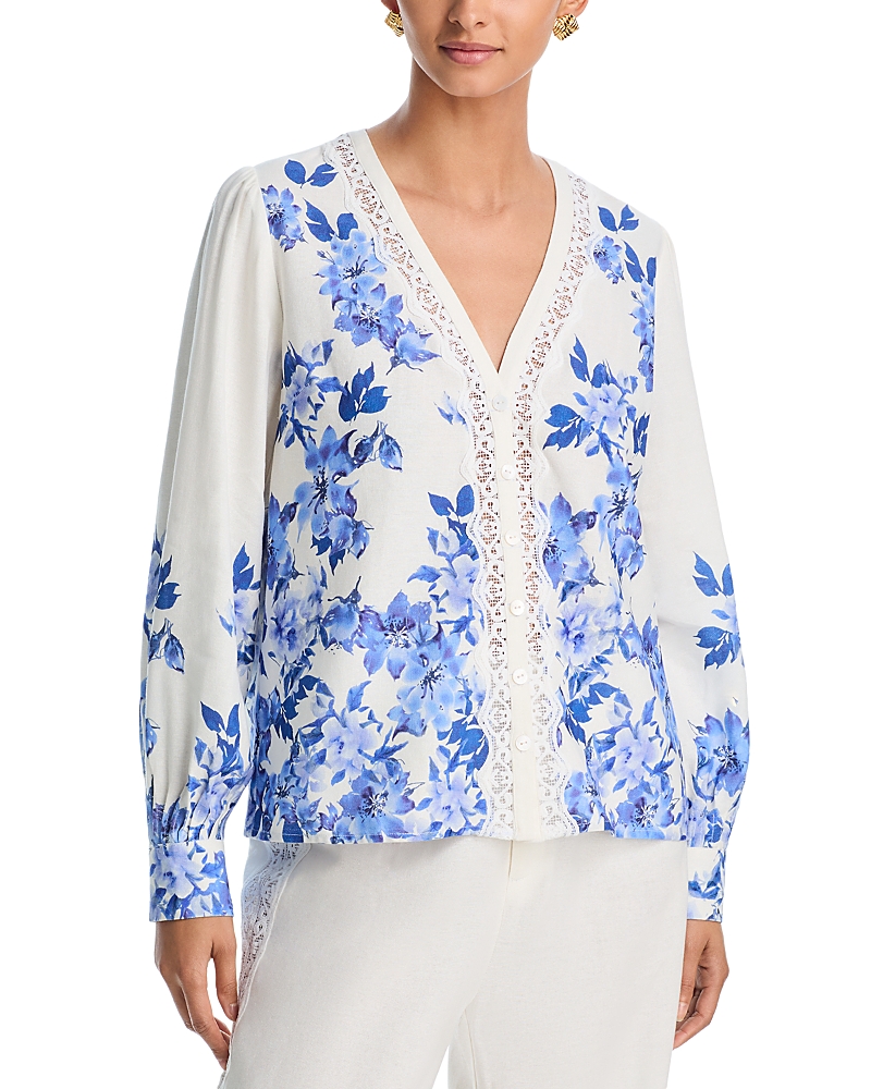 Aqua Placed Floral Blouse - Exclusive