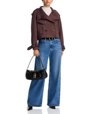 Cropped Faux Suede Trench Coat - Exclusive