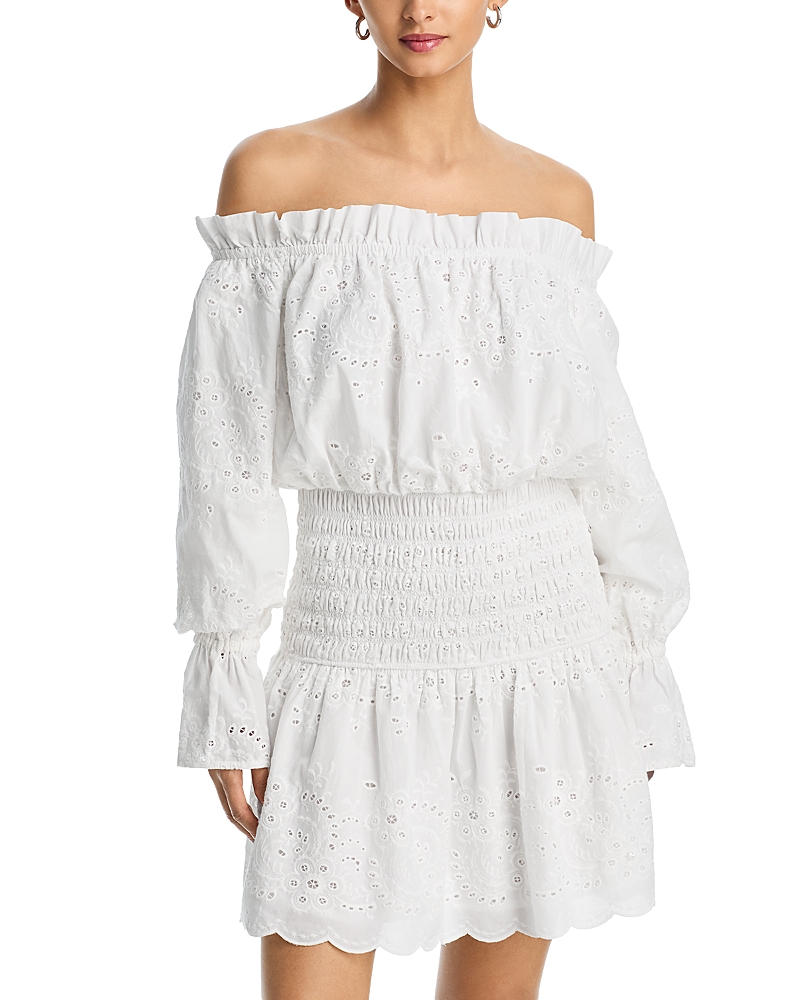 Aqua Embroidered Smocked Mini Dress - Exclusive
