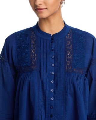 Embroidered Pintucked Blouse & Embroidered Pintucked Mini Skirt - Exclusive