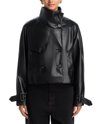Cropped Faux Leather Trench Coat - Exclusive