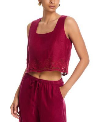 Akira Linen Embroidered Top