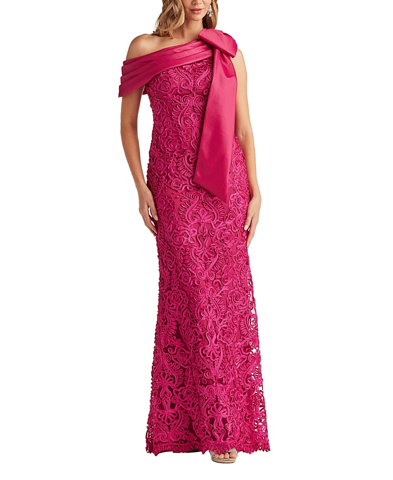 Tadashi Shoji Lorne Embroidered Bow-Shoulder Gown