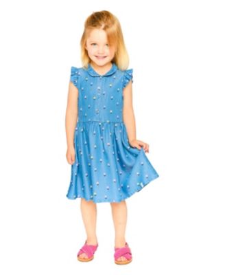  Girls' Sleeveless Flower Button Down Dress - Big Kid