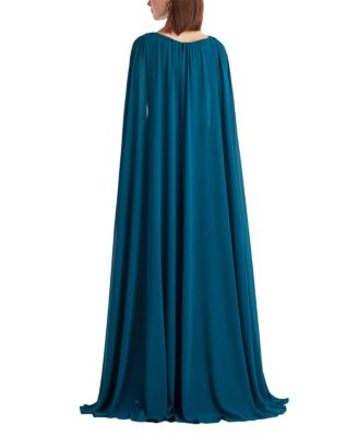  Tullett Sequin Embroidered Cape Gown