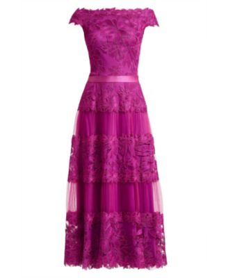  Adriane Floral Embroidered Tea-Length Dress