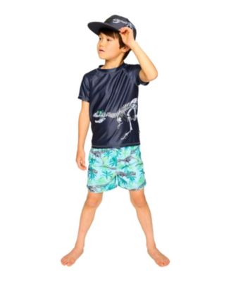 Boys' Short Sleeve Graphic Dinosaur Rashguard - Little Kid