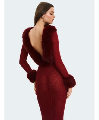  Mellie Regular-Length Rhinestone Mesh Low Back Mermaid Gown