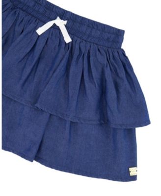 Girls' Elastic Waist drawstring Chambray Skort - Little Kid