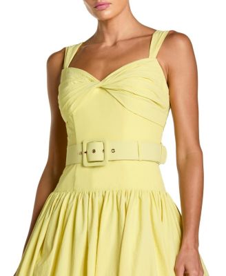 Sleeveless Faille A-Line Midi Dress with Belt