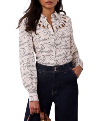  Women's Amour Print Bow Shirt
