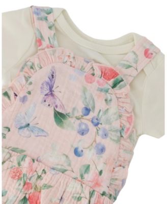 Girls' Organic Cotton Jersey Onesie and Printed Berries Muslin Overall Set - Baby