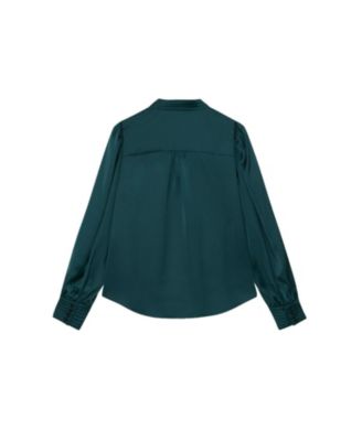  Women's Satin Long Sleeve Blouse