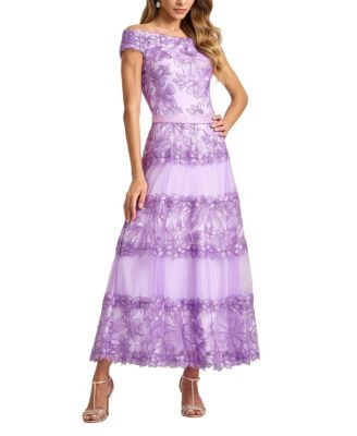  Adriane Floral Embroidered Tea-Length Dress