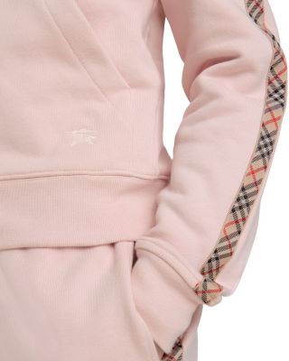  Check Trim Cotton Zip Hoodie