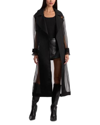 Silvia Sheer Mixed Media Trench Coat