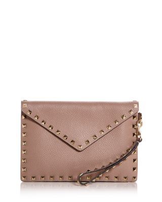 Rockstud Leather Envelope Pouch Clutch