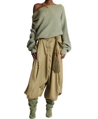  Draped Asymmetrical Jumper in Ribbed Silk Knit