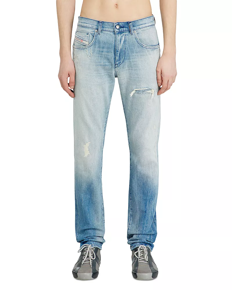 Diesel D-Strukt Slim Fit Distressed Jeans in Denim