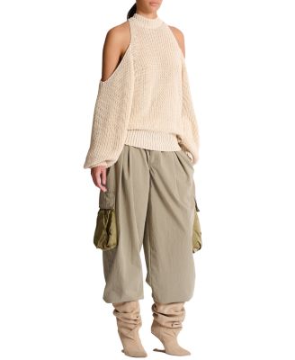  Cotton Knit Open-Shoulder Jumper