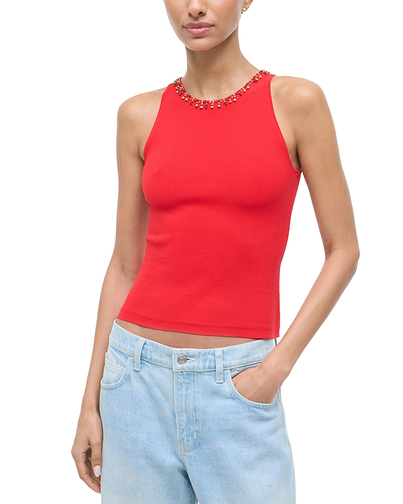 Staud Reina Beaded Trim Top