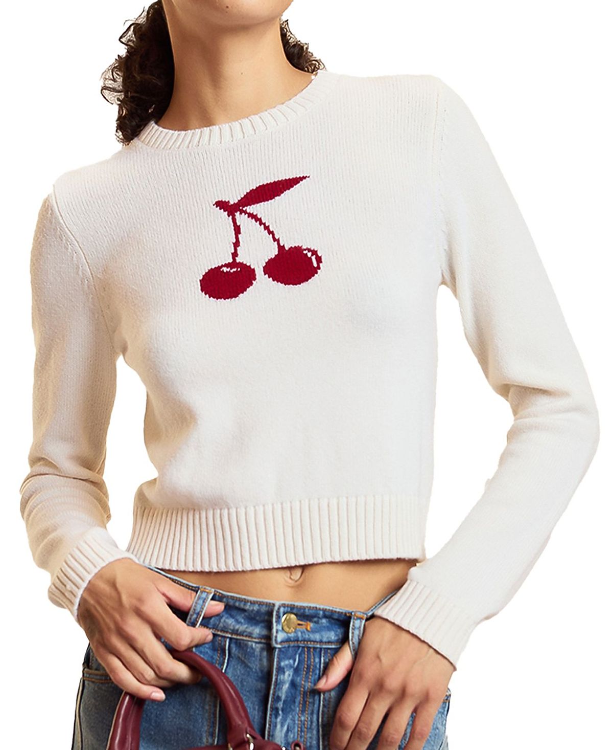 Cynthia Rowley Intarsia Cropped Sweater