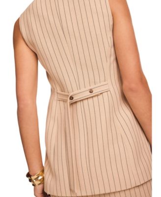  Women's Pinstripe Longline Waistcoat