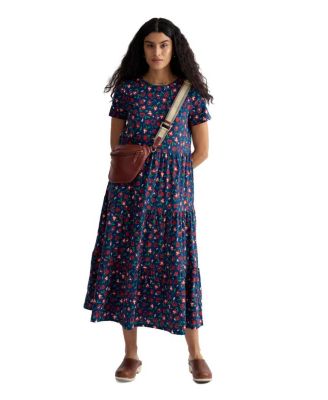  Women's Short Sleeve Line Strokes Dress