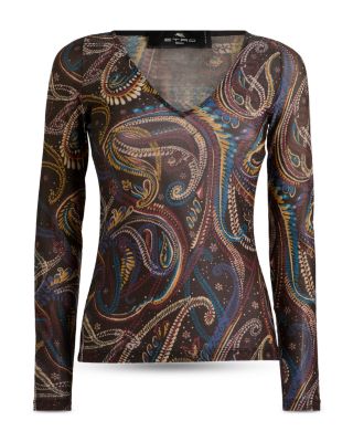 Long Sleeve Jersey Top with Deep V Neck